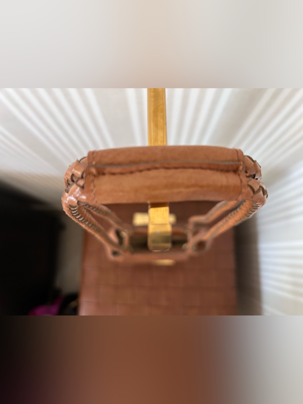 Vintage Liz Claiborne Weave Bucket Bag Brown Woven Leather Purse - Picture 4 of 11